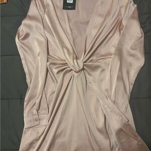 Elegant Pink Satin Blouse